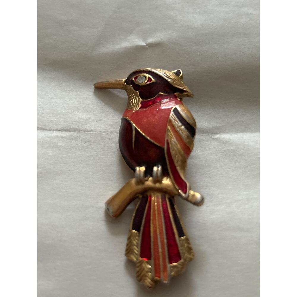 Enamel Cardinal Brooch